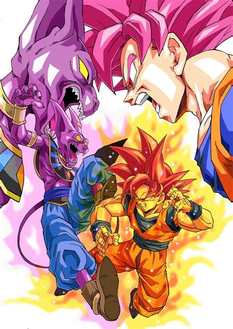 Super Saiyan God Goku Vs Beerus Battle Of Gods Anime Dragon Ball