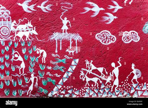 Paddy Cultivation Agriculture Activities Indian Traditional Art Warli