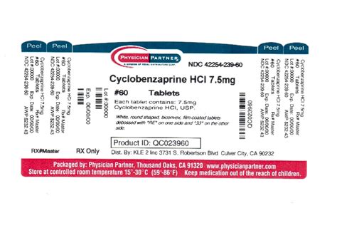 Cyclobenzaprine Hyrochloride Rebel Distributors Corp Fda Package Insert