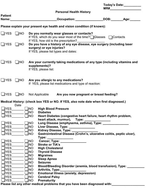 Personal Health History Form Download Printable Pdf Templateroller