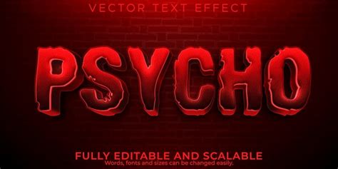 Premium Vector Psycho Horror Text Effect Editable Scary And Red Text