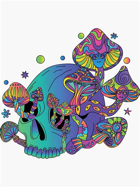 Trippy Colourful Psychedelic Mushrooms Sticker For Sale By