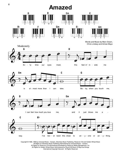 Amazed Sheet Music Lonestar Super Easy Piano