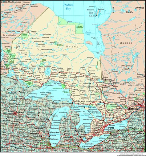 Ontario Canada Political Wall Map