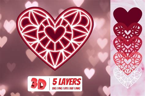 3D Heart SVG Cut File | Valentines Day Cricut | (1129164)