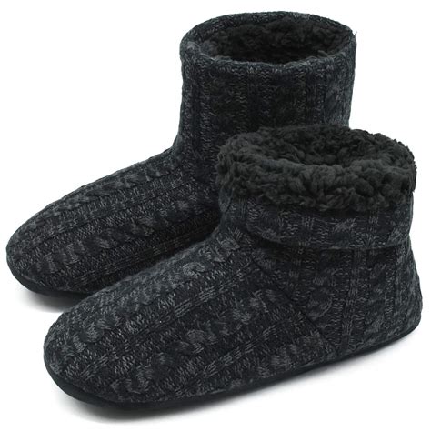 Buy Oncai Men‚„s Slipper Boots Winter Fleece House Slippers Knitted