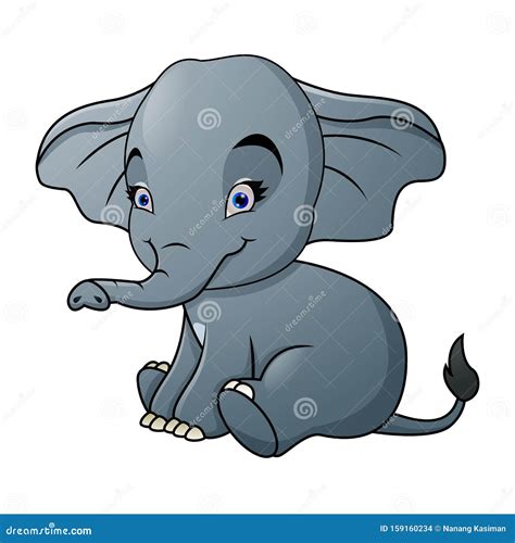 Cute Baby Elephant Sitting Stock Vector Illustration Of Cute 159160234