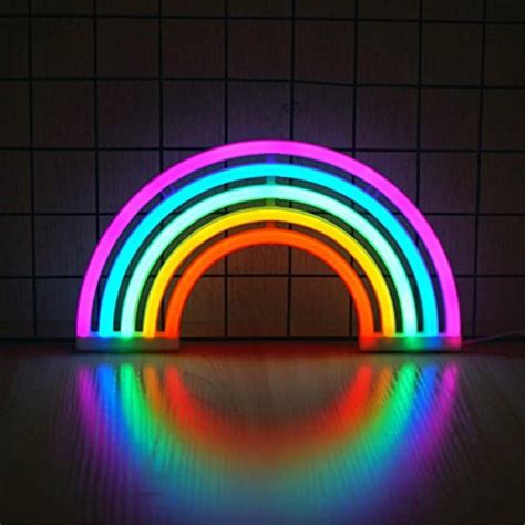 Ninight Rainbow Neon Light Cute Colorful Neon Rainbow Sign Battery Or
