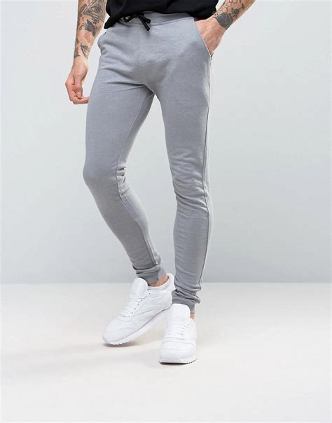 Asos Cotton Super Skinny Joggers In Grey Grey For Men Lyst