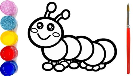 Vẽ Tranh Con Sâu Dễ Thương Và Tô Màu Kim Tuyến How To Draw A Worm For