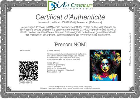 Certificat D Authenticite A Telecharger Gratuit