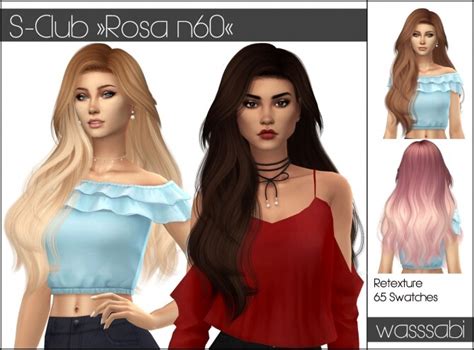 S Club Rosa N60 Hair Retexture At Wasssabi Sims The Sims 4 Catalog