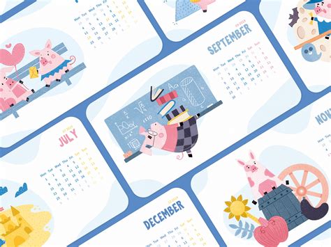 Piggy Calendar By Jurate On Dribbble