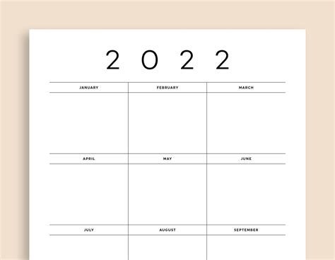 Yearly Planner Printable 2022 Year At A Glance Planner Desk Etsy