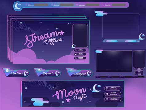 Moon Scenery Twitch Overlay Package Full Package Etsy