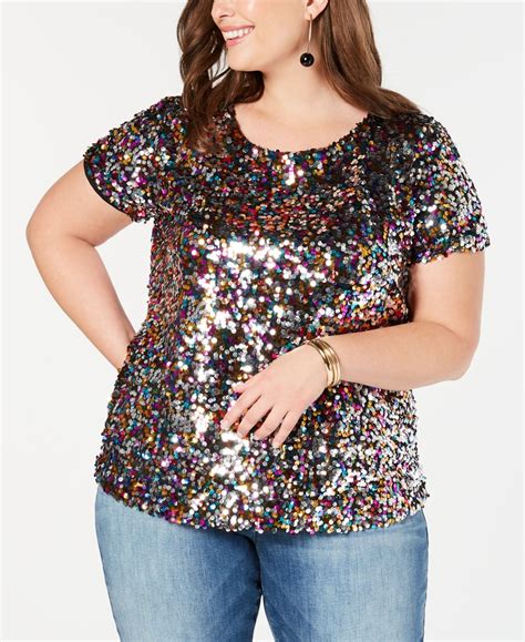 Inc Plus Size Sequined T Shirt Created For Macys Deep Black In 2020