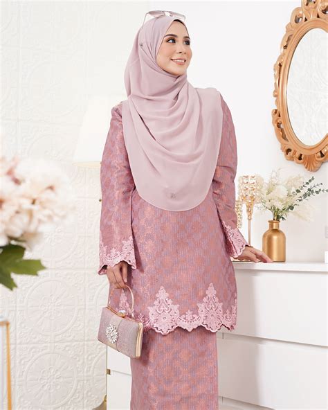 Baju Kurung Moden Lace Songket Ramadhani Rose Gold Muslimahclothing
