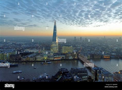 High Viewpoint Of The Shard At Dusk London Uk Stock Photo Alamy