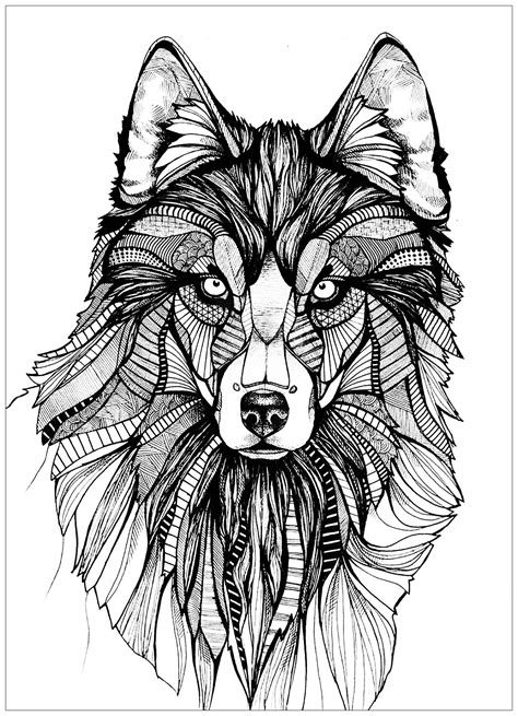Wolf 3 Wolves Adult Coloring Pages