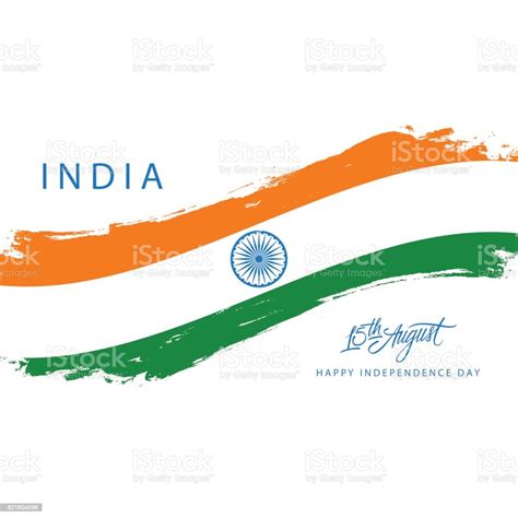 India Happy Independence Day Greeting Card With Brush Stroke In Indian