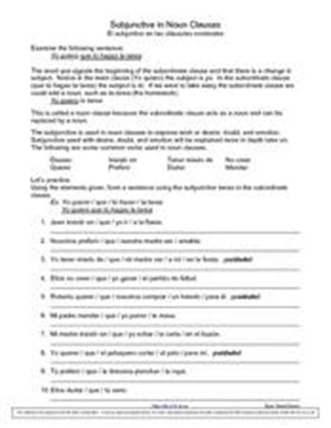 A noun clause is a dependent clause which takes the place of a noun in another clause or 3. Subjunctive in Noun Clauses Worksheet for 10th - 11th ...