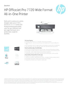 For more information about hp officejet pro 7720 driver download go to 123.hp.com driver download page. Fillable Online HP OfficeJet Pro 7720 Wide Format Fax ...