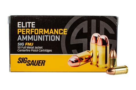 Sig Sauer 9mm Luger 115gr Full Metal Jacket Ammo Box Of 50 Sge9mmb1