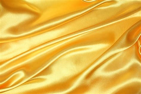 Royalty Free Silk Fabric Wave Background Yellow Satin Cloth Texture