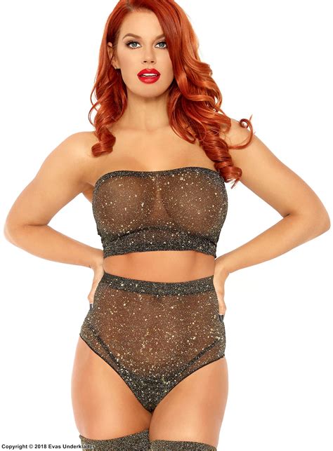 Top And Shorts Sheer Mesh High Waist Shimmering Lurex