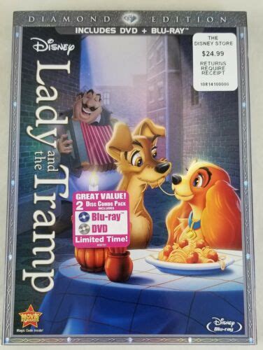 New Disney Lady And The Tramp Blu Ray And Dvd 2 Disc Set Diamond Edition