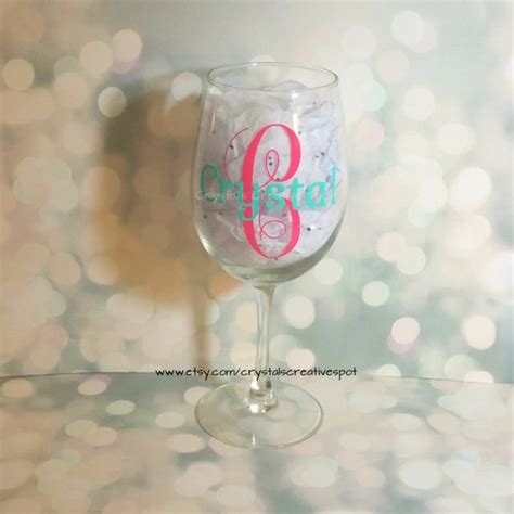 Personalized Monogram Wine Glass With By Crystalscreativespot