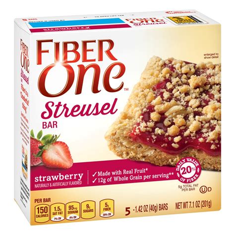 fiber one strawberry streusel bar 7 1 oz box