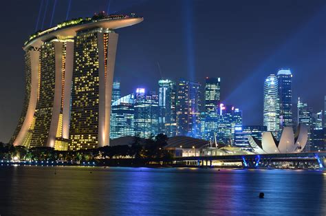 Singapore Skyline At Night With Marina Bay Sands In Foreg Flickr