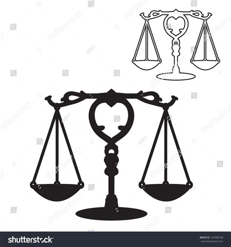 Scales Of Justice Symbol Silhouette And Outline Vector