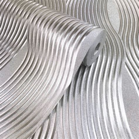 Arthouse Foil Wave Silver Metallic Wallpaper 294501 Uncategorised