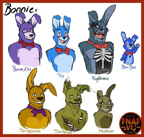 FNAFNG Bonnie Versions By NamyGaga On DeviantArt Fnaf Characters