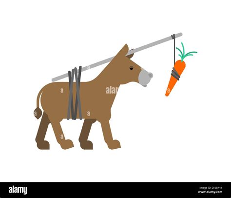 Donkey And Carrot Isolated Goal Achievement Concept Stock Vector Image