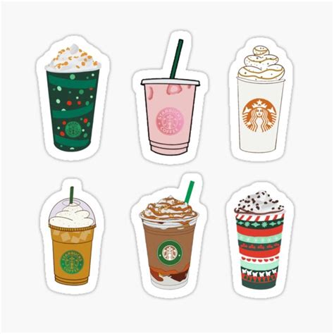 Seasonal Starbucks Drinks Sticker For Sale By Kkuehl8 Redbubble