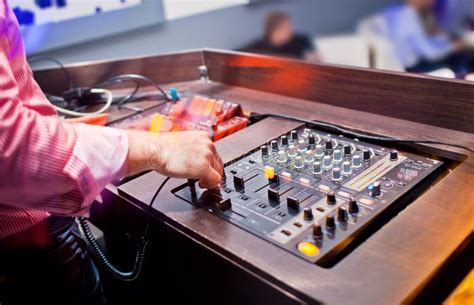 Dj Mixing Music On Console At The Night Club Stock Image Image Of