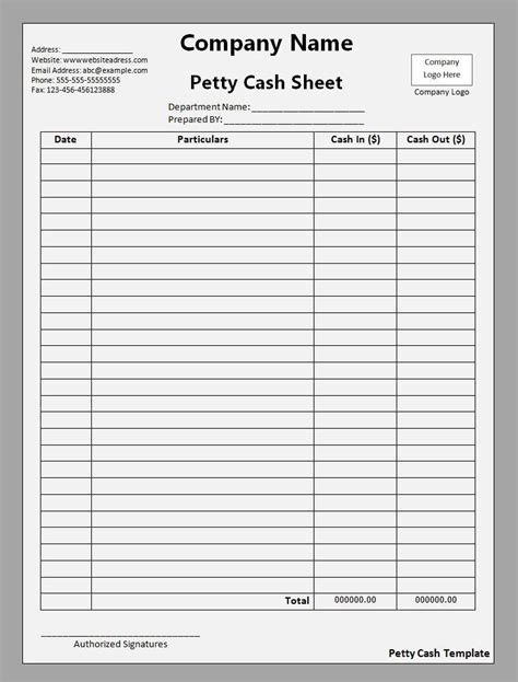 Petty Cash Template | Templates printable free, Memo template, Template