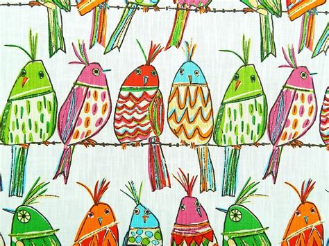 Richloom Sitting Pretty Rainbow Fabric Birds Fabric Stores Online