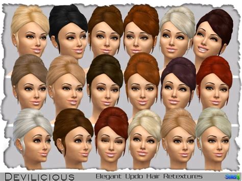 The Sims Resource Elegant Updo Hair Retextures 19 In 1 By