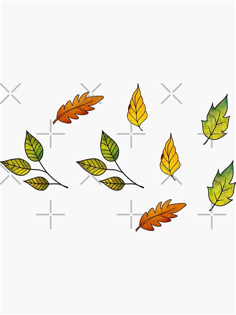 Fall Leaves Stickers Sticker For Sale By Ranp Redbubble