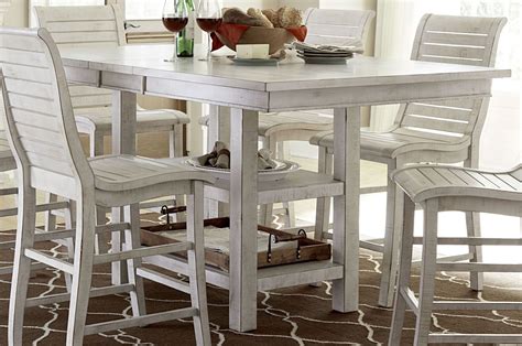 Willow Distressed White Rectangular Counter Height Dining Table From