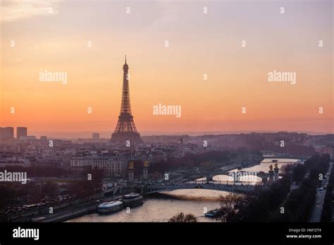 The Eiffel Tower At Sunset In Paris France Stock Photo Alamy