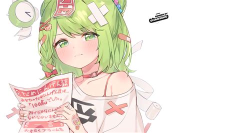 cute anime girl green hair render 009 by chaoszhu on deviantart