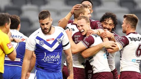 Terrific turbo leads manly to record win over dismal bulldogs. Manly-Warringah Sea Eagles vs. Canterbury Bulldogs: NRL fans unleash on Bulldogs, 66-0 loss ...
