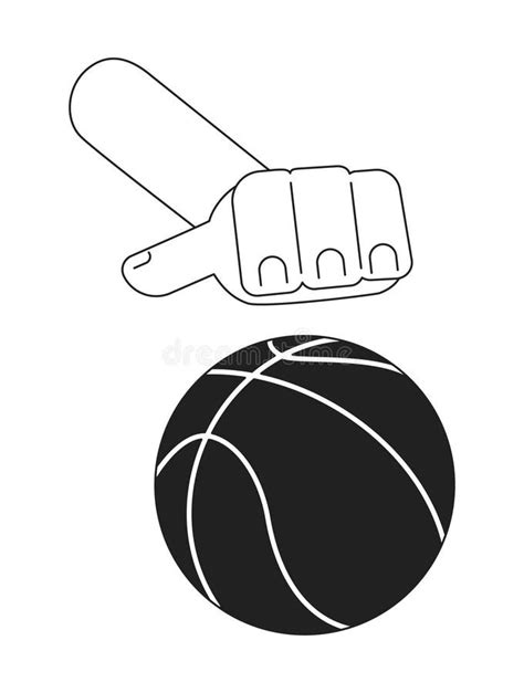 Hand Dribbling In Basketball Monochromatic Flat Vector First View Hand