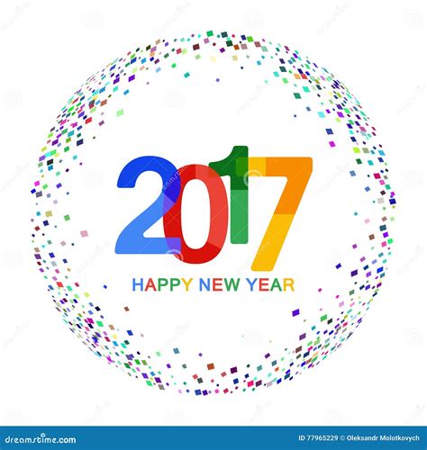 Happy New Year 2017 Celebration Background Colorful Paper Typeface On