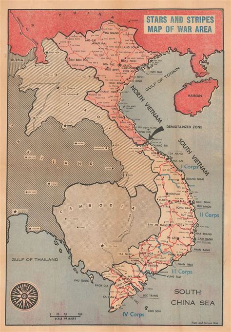 Historic Map Southeast Asia During The Vietnam War 1965 Vintage Wall